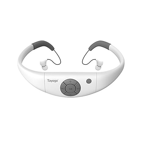 Tayogo 8gb Swimming Waterproof Mp3 Player Ipx8 Waterproof Swimming Headphones Work For 6 8 Hours Underwater 10ft With Shuffle Feature White