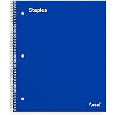 Staples Accel 1-Subject Notebook, 8.5x11 Inch, College Ruled, Blue | 100 sheets for school, office, and everyday note-taking and writing.