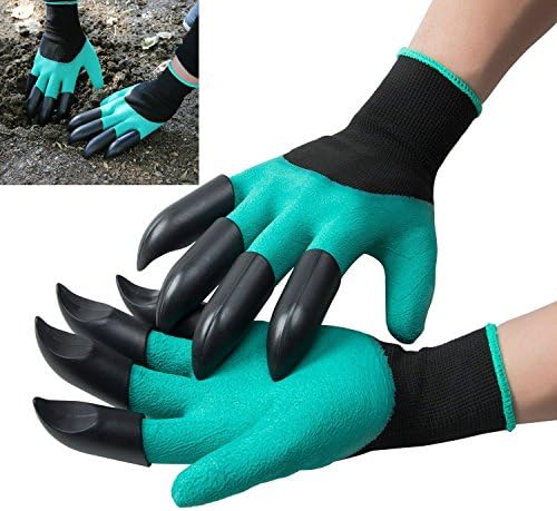 Zepthus Garden Genie Gloves With Claws On EACH Hand for Pruning, Digging &amp; Planting,One Pair