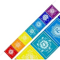 4Rissa Large Seven Chakra Prayer Flags Banner Wall Hanging Tibetan Yoga Reiki Studio Office Room Home Decor