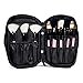 Solofish Small Makeup Brush Bag, Travel Cosmetic Bag for Women Makeup Bag with Brush Compartment Belt Strap Holder Removable Net Pocket for Travel Home Gift (Black)