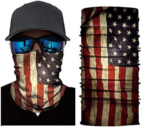 American Flag Face Mask Breathable Seamless Motorcycle Windproof Head Scarf Neck UV Protection Headband