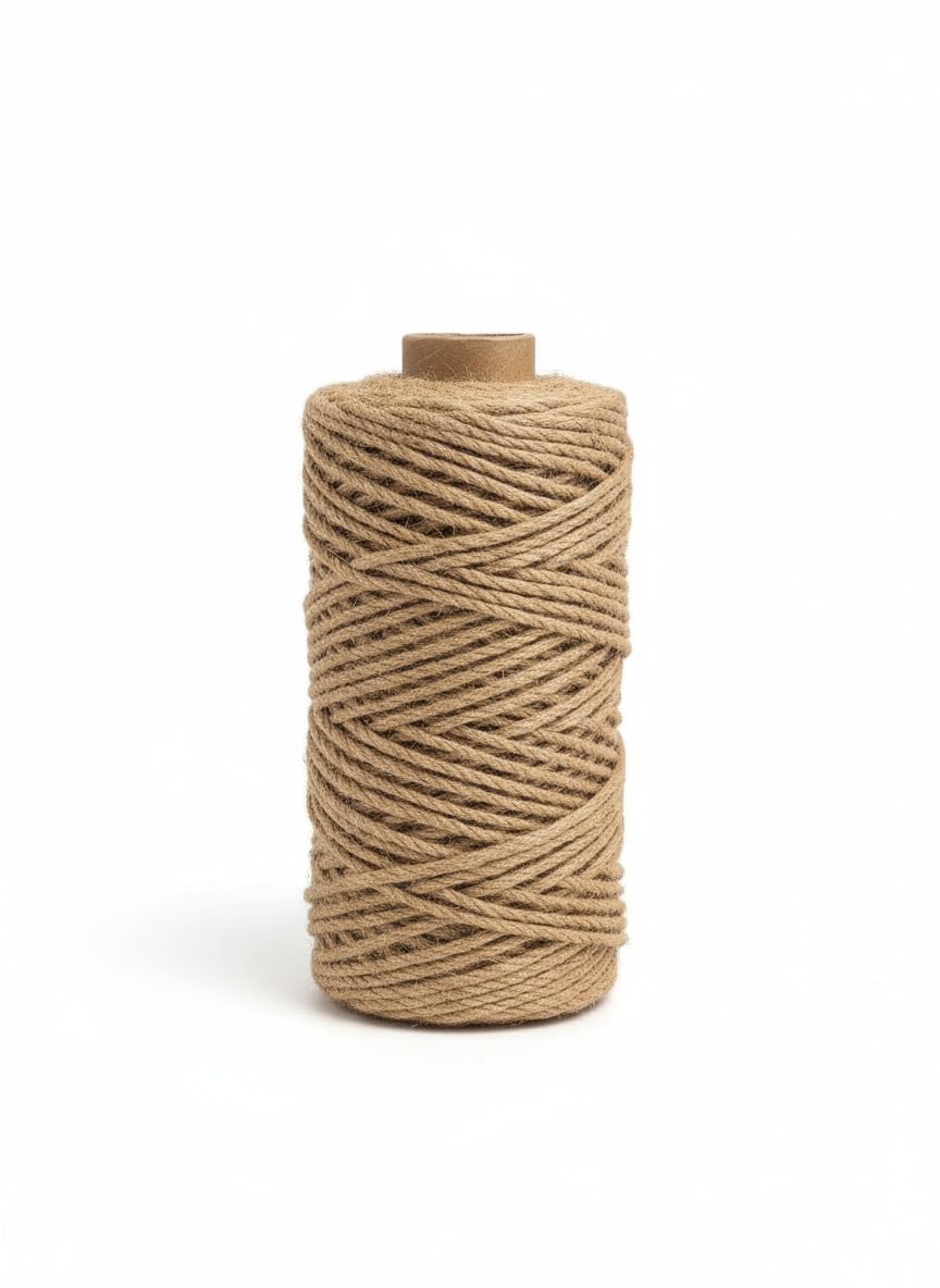 View 1 of [LISRRZHEN] Natural Jute Twine String, 3-Ply 4mm x 328Ft, 100% Biodegradable Cotton-Soft Jute Cord for Crafts, Gardening, Gift Wrapping & Packaging (4mm)