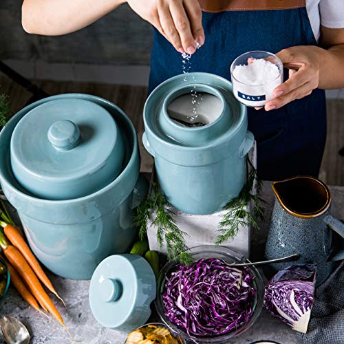 Fermentation Crock Jar Sauerkraut Crock Kimchi and Pickle, 2 Liter (0.5 Gallon) Ceramic