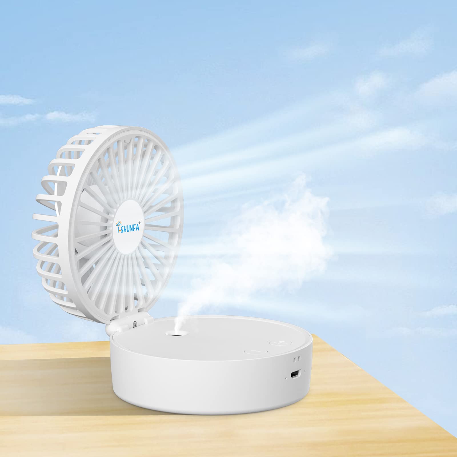 I-SHUNFA Portable Folding Fan, 2000mAh