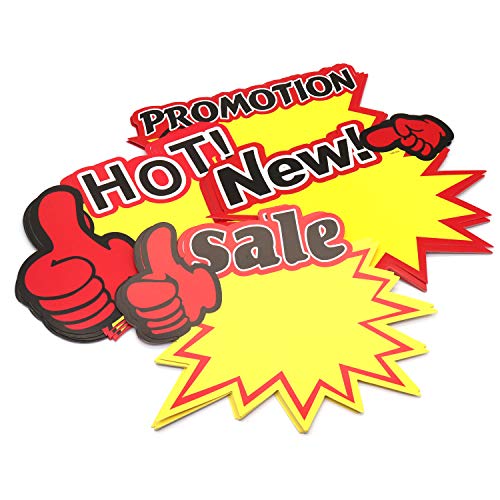 Omitfu Big 9.8 Inch x 7.5 Inch Price Tag Starburst Retail Sales Sign Tags Blank 40 Pcs Cards