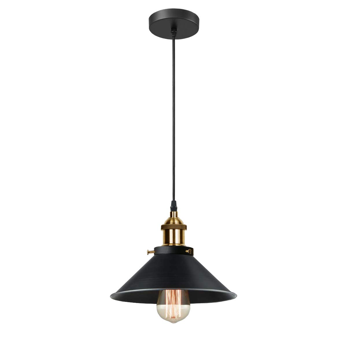 iDEGU Industrial Pendant Lamp Shape, Vintage Edison Style Metal Pendant Light Shades for E27 Ceiling Lights for DIY Lighting - Ø22cm, Black