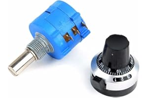 10K Ohm 10 Turn Wirewound Potentiometer, Rotary Variable Resistor with ±0.25% Linearity, 2W Rated Power, for Dial Adjustment,