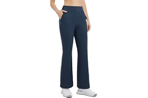 baleaf Women's 26"/29" Work Pants Stretchy Golf Lightweight Stretch Flare Dress Pant Pockets Bussiness UPF 50+
