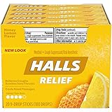 HALLS Cough Drops (Honey Lemon, 9 Drops, 20 Pack)