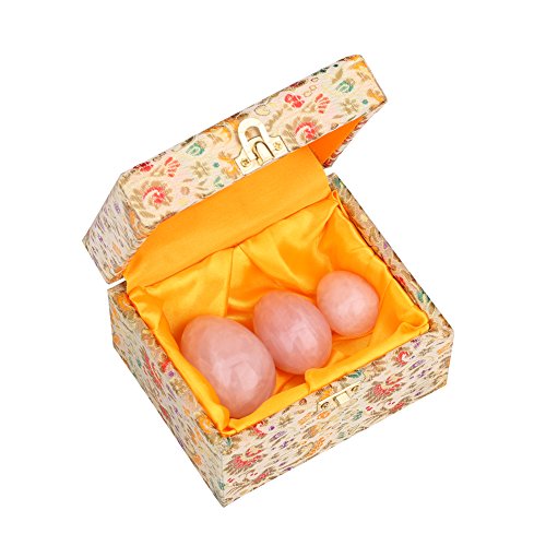 Gent house rose quartz yoni egg 3pcs set, drilled,with string and…