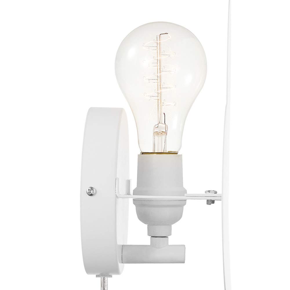 GLOBE Electric 51492 1-Light Floating Cloud Plug-in Wall Sconce, Matte White, 6ft Clear Cord, Inline On/Off Rocker Switch, Lights for Bedroom, Bulb Not Included, Mounted Bedside Lamp