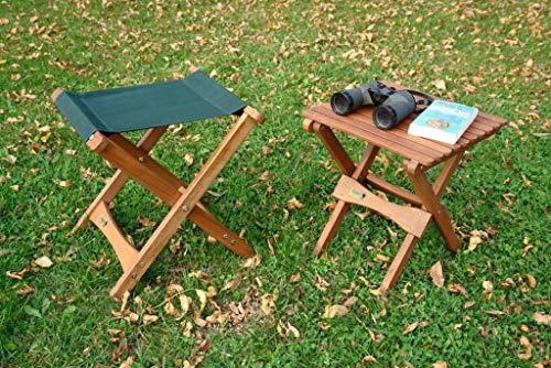 BYER OF MAINE, Pangean, Folding Stool, Hardwood, Easy to Fold and Carry, Wood Folding Stool, Canvas Camp Stool, Perfect for Camping, Matches All Furniture in The Pangean Line, Green, Single (Renewed)