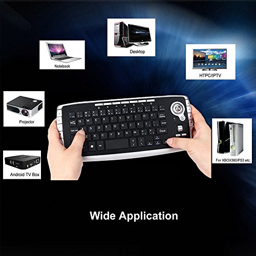 Docooler E30 2.4GHz Wireless Keyboard with Trackball Mouse Scroll Wheel Remote Control for Android TV Box Smart TV PC Notebook Black - Thumbnail 6