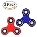 (2 Pack) KAMII Tri Fidget Hand Spinner - Fidget Work Ultra Fast Bearing Good for ADHD EDC Focus Toy for Killing Time (Black&Blue)