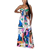2 Piece Outfits for Women Summer Sleeveless Crop Tops Wide Leg Slit Pants Set Boho Floral Print Vacation Outfits