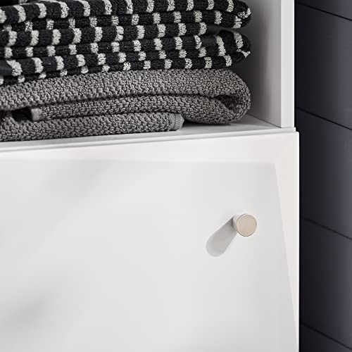 SoBuy Tall Slim Bathroom Storage Cabinet with 2 Doors and 1 Drawer, Long Cabinet Storage Narrow Standing Storage Cupboard for Laundry Room, Kitchen and Corner Spaces, White, BZR91-W