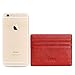 MEKU Slim Front Pocket Leather Wallet Business Credit Card Case Sleeve Minimalist Wallet with ID Window Red