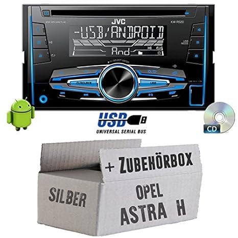 Opel Astra H Silber - JVC KW-R520E - 2DIN Autoradio Radio - Einbauset