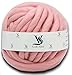 Merino Wool Super Chunky Yarn- Bulky Roving Yarn for Finger Knitting,Crocheting Felting,Making Rugs Blanket and Crafts by FLORAKNIT (Pale Pink, Chunky-40mm-1.1LB)