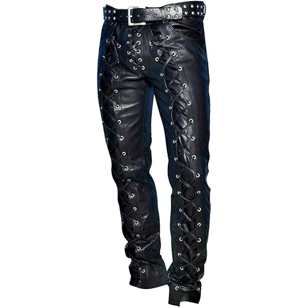 Men's Genuine Cowhide Leather Front & Back Laced Up Black