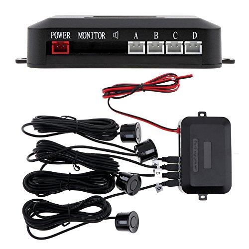 ePathChina LED Display Car Reverse Backup Radar with 4 Parking Sensors Car Parking Radar Monitor Detector System Back Light Display (Gray)