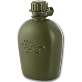M-Tac Canteen Water Bottle - 1 Quart Water Canteen (34 Oz/1L) - Tactical Water Bottle for Military Hiking Camping Survival (Olive)