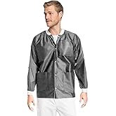 MEDICAL NATION 10 Pack Disposable Lab Jackets - Hip Length Reusable Scrub Jacket Unisex, with Knit Cuffs and Pockets