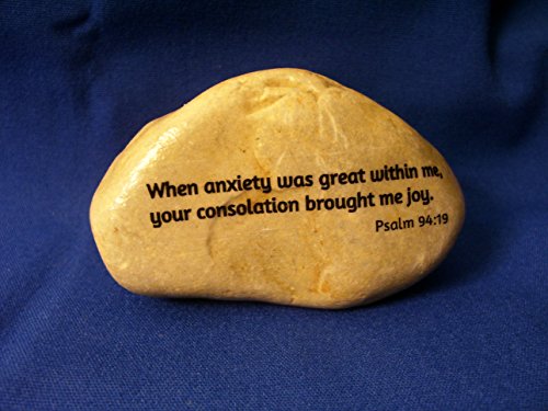 Psalm 94:19 When anxiety was great within me worry rock Joy stone Scripture Bible