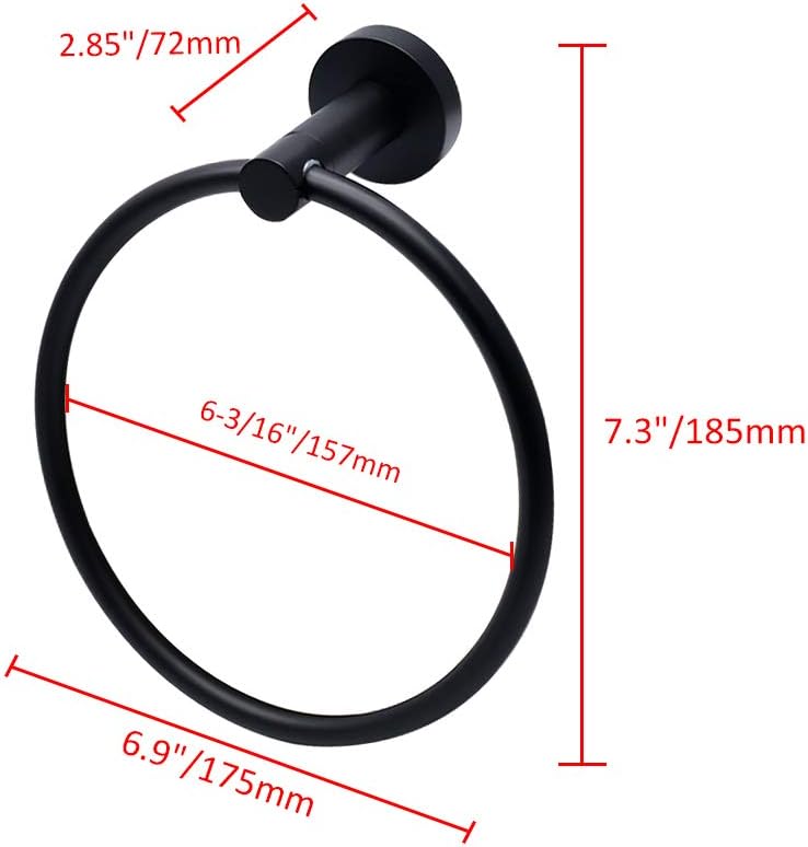 Jiozermi 2pcs Matte Black Towel Ring, Stainless Steel Swivel Hand Towel Holder Modern Round Door Hanger for Bathroom Hanger Kitchen Dishcloth Drying - - 