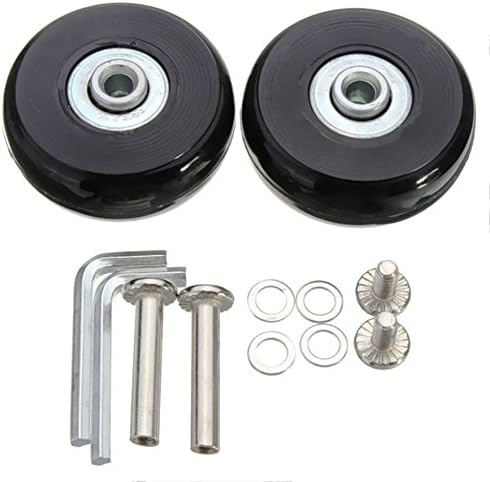1 Pair 50mm Black Luggage Suitcase Replacement Rubber Wheel Roller Suitcase Repair Parts Zevenmart
