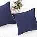 Home Brilliant Decoration Pillow Covers for Decoration Solid Soft Striped Velvet Corduroy Plush Set of 2 Throw Cushion Cover for Square Pillows, 50cm, 20 x 20 Inch, Navy Blue