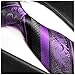 JUSTSWAG PDTXCLS SPPRANDOM TANGDIAABBCC Purple and Black Silk Tie and Pocket Square Paul Malone Red Line