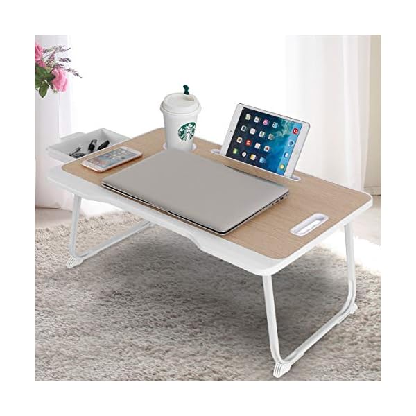 CHARMDI-Laptop-Bed-Table-Portable-Laptop-Bed-Tray-Table-Lap-DeskCouch-TableBed-DeskLaptop-Desk-Table-with-Handle-Desktop-Card-Slot-Cup-Slot-Side-Drawer-for-BedSofa-Gold CHARMDI Folding Laptop Bed Tables,Portable Laptop Stand for Bed,Laptop Table with Drawers,Foldable Legs and Reading…