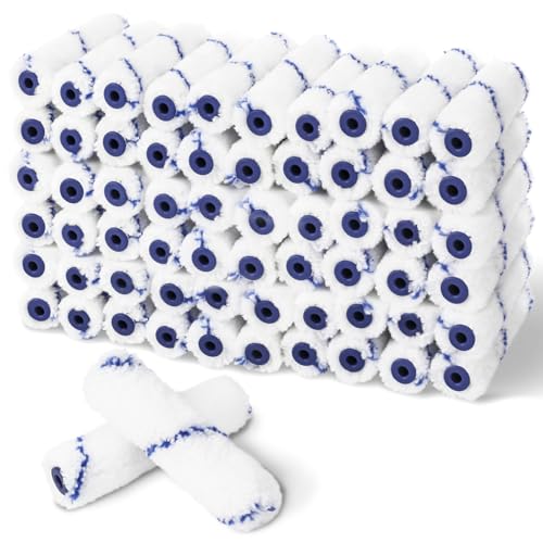 Photo 1 of PinStone 4 Inch Microfiber Paint Roller Covers, 1/3" Nap, 60 Pack, Use with All Paints and Stains, Small Paint Roller Naps, Mini Rollers for Walls, House Painting Supplies