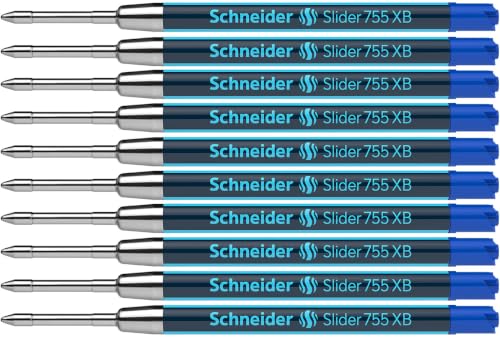 Schneider 175503 Ballpoint Pen Refill Slider 755 Indelible XB, Pack of 10 Blue