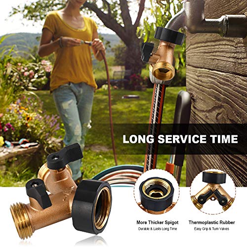 OneBom Hose Splitter 3/4 Inch, Solid Brass Pipe Connector,Garden Hose Distributor Heavy Duty (2 Way)