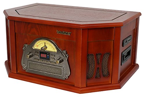 Boytone-BT-25CH-8-in-1-Natural-Wood-Classic-Turntable-Stereo-System-with-Bluetooth-Connection-Vinyl-Record-Player-AMFM-CD-Cassette-USB-SD-Slot-2-Built-in-Speakers-Remote-Control-MP3-Player