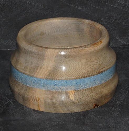 Pueblo style bowl with distinctive Llapis Lazuli trim hand turned of beetle-killed pine