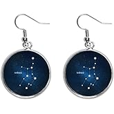 Virgo Constellation Zodiac Sign Ear Dangle Silver Drop Earring Jewelry Woman
