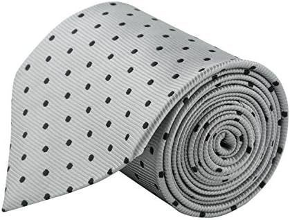 Ziri Men's Microfiber Geometric Pattern Slim Tie (Silver and Grey)