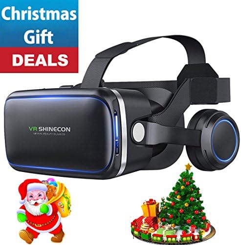3D VR Headset Virtual Reality Glasses,VR Goggles Built-in Stereo Headphones Microphone for 3D Movies Video Games Comfortable for iPhone X 8 7 6 6s Plus Samsung S6 S7 and Other 4.7-6 Inches Smartphones