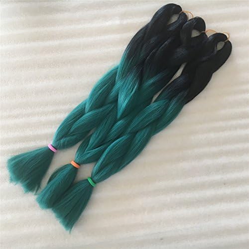 24" 100gr/Piece Jumbo Braids Kanekalon Yaki Straight Twist Hair Extension Ombre 2 Colors (24"๏ผ1 Pack, Black+BD)