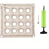 Medical Grade Wheelchair Cushion for Pressure Sores - Breathable Air Pad,Beige PVC Air Seat Pad,Pressure Relief Donut Design, Ventilated Holes,Donut Hole Design w/Hand Pump (17x17in) (Beige)