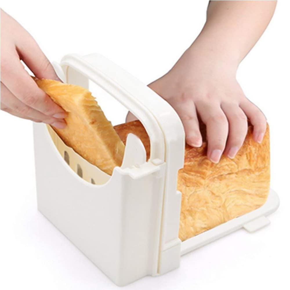 tooloflife Foldable Bread Slicer Adjustable Cutting Mold Thicknesses Toast Slicing Cutter Machine for Bread/Roast/Sandwich Maker/Loaf Slicer Cutter, White — image 1