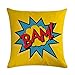 Easternproject Super Hero Quote Throw Pillow Case Cushion Cover Exclamation Pattern Decorative Square 18x18 Inch Pillowcase Best Gift (Bam!)
