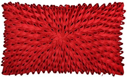 Solid Handmade 3D Decorative Accent Throw Pillow Cases Personalized Euro Cushion Covers Soft Pillow Cover for Sofa Couch Chair 12 x 20 Inches Velvet Rose Red