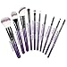 Makeup Brushes Set with Travel Bag, Purple 10 PCS Prime Professional Cosmetics Foundation Powder Brow Fan Eyeshadow Highlighter Primer Blush Concealer Face Make Up Brush with Holder Carrying Case Kit