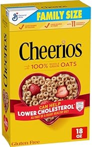 Cheerios Heart Healthy Cereal, Gluten Free Cereal with Whole Grain Oats, Family Size, 18 OZ