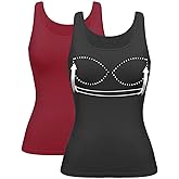 Tank Top with Built in Bra Cup for Women Casual Wide Strap Sleevless Layer Camisole Yoga Top Pack S-3XL